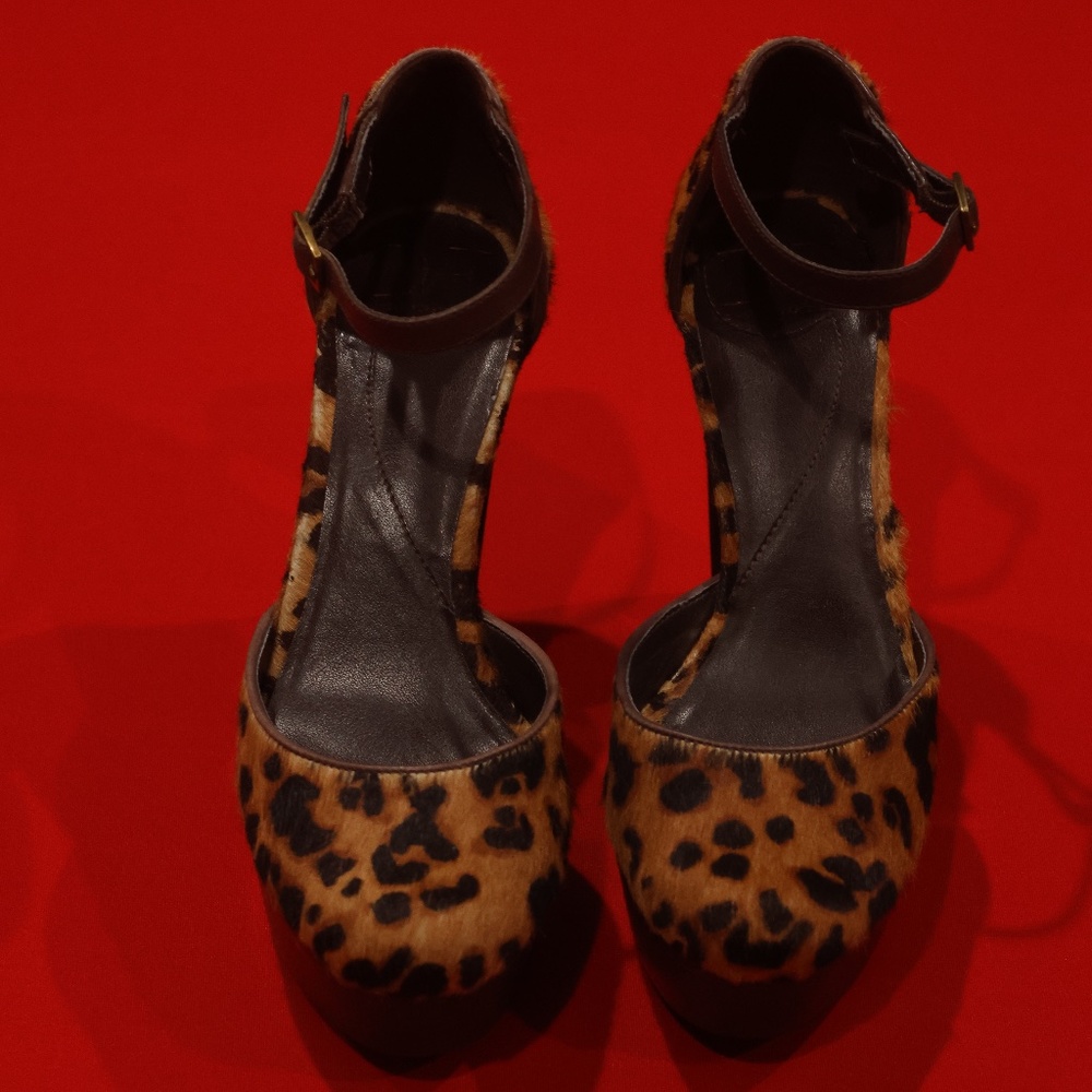 Diane Von Furstenberg Leopard high-heeled platforms with ankle strap